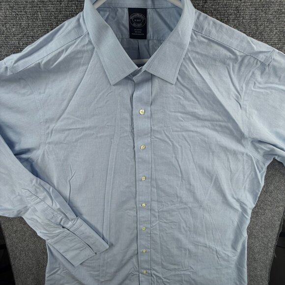 Brooks Brothers Non Iron Button Up All Cotton Long Sleeve Men 18 36/37 Blue **** - Picture 1 of 16